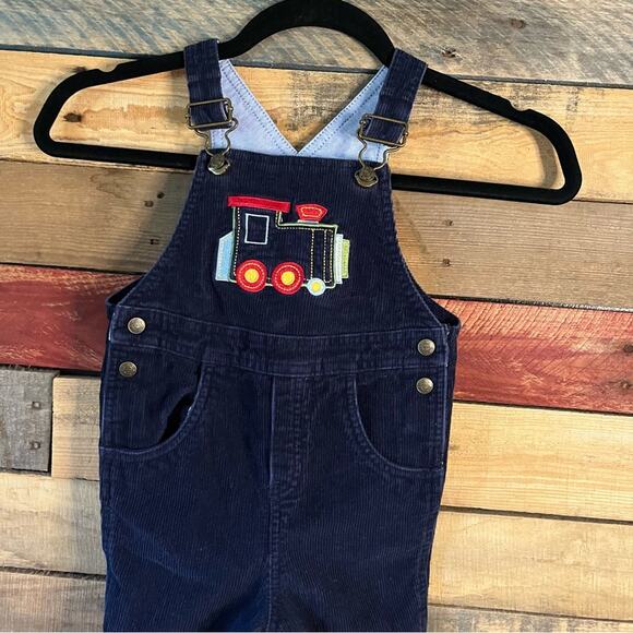 Talbots Kids Navy Train Corduroy Overalls Size 24 Months - Picture 3 of 12